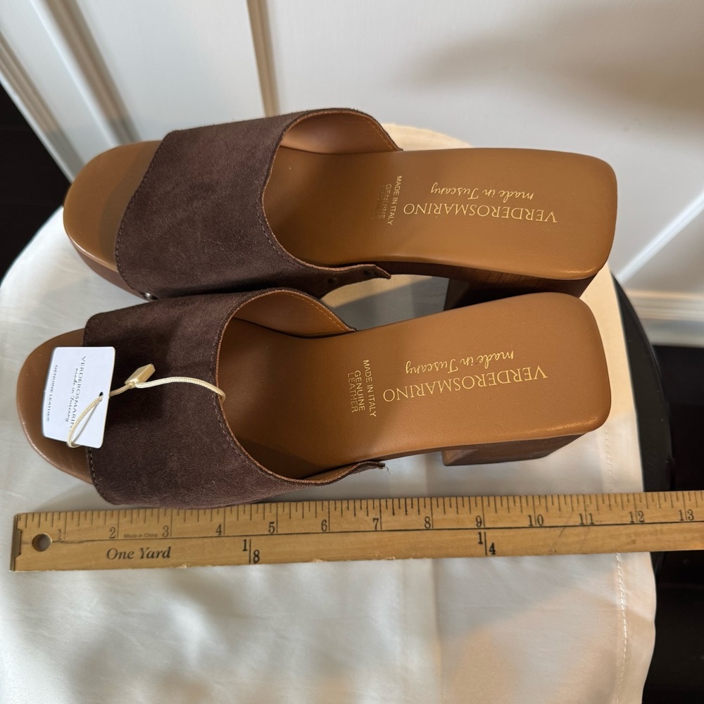 Italian Suede Genuine Leather Sandals Brown EU 41/US 9.5 NWT VERDEROSMARINO NEW - Picture 8 of 13